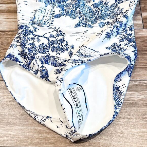 NWT! Vineyard Vines Women's Navy White One Piece Swimsuit Vineyard Toile Small - Picture 4 of 5